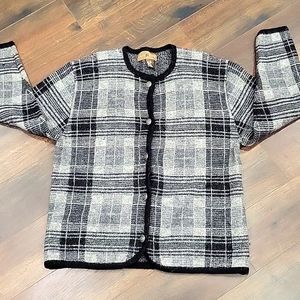 Vintage 80s, 90s wool plaid academia granniecore, preppy sweater  large